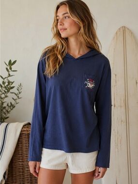 Polo Ralph Lauren Navy Americana Hooded Tee Women’s Oversized L